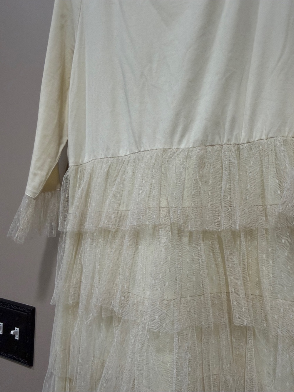 Dainty Jewells Cream Long Sleeve Tiered Tulle Midi Dress - Picture 3 of 5